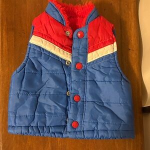 Vintage Vibrant Red and Blue Kids Vest